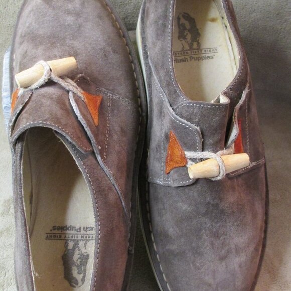Hush Puppies Suede Mens Shoes Brown US Size 9 Natural Button Up MINT Condition - Picture 4 of 16